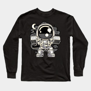 Astronaut Barbell Body Builder • Funny And Cool Sci-Fi Cartoon Drawing Design Great For Any Occasion And For Everyone Long Sleeve T-Shirt